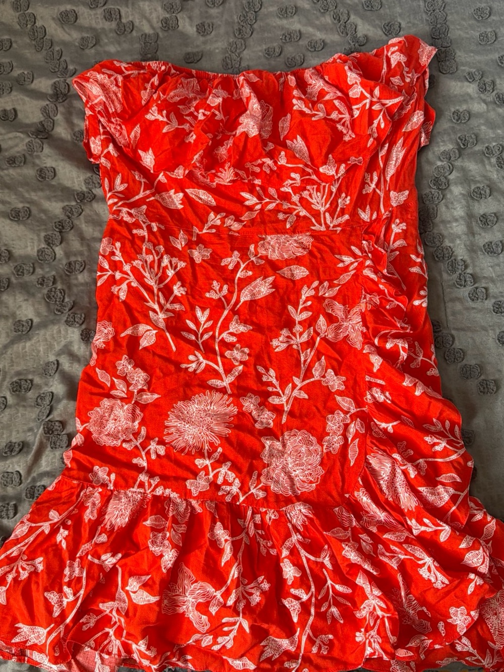 Red Floral Strapless Sundress